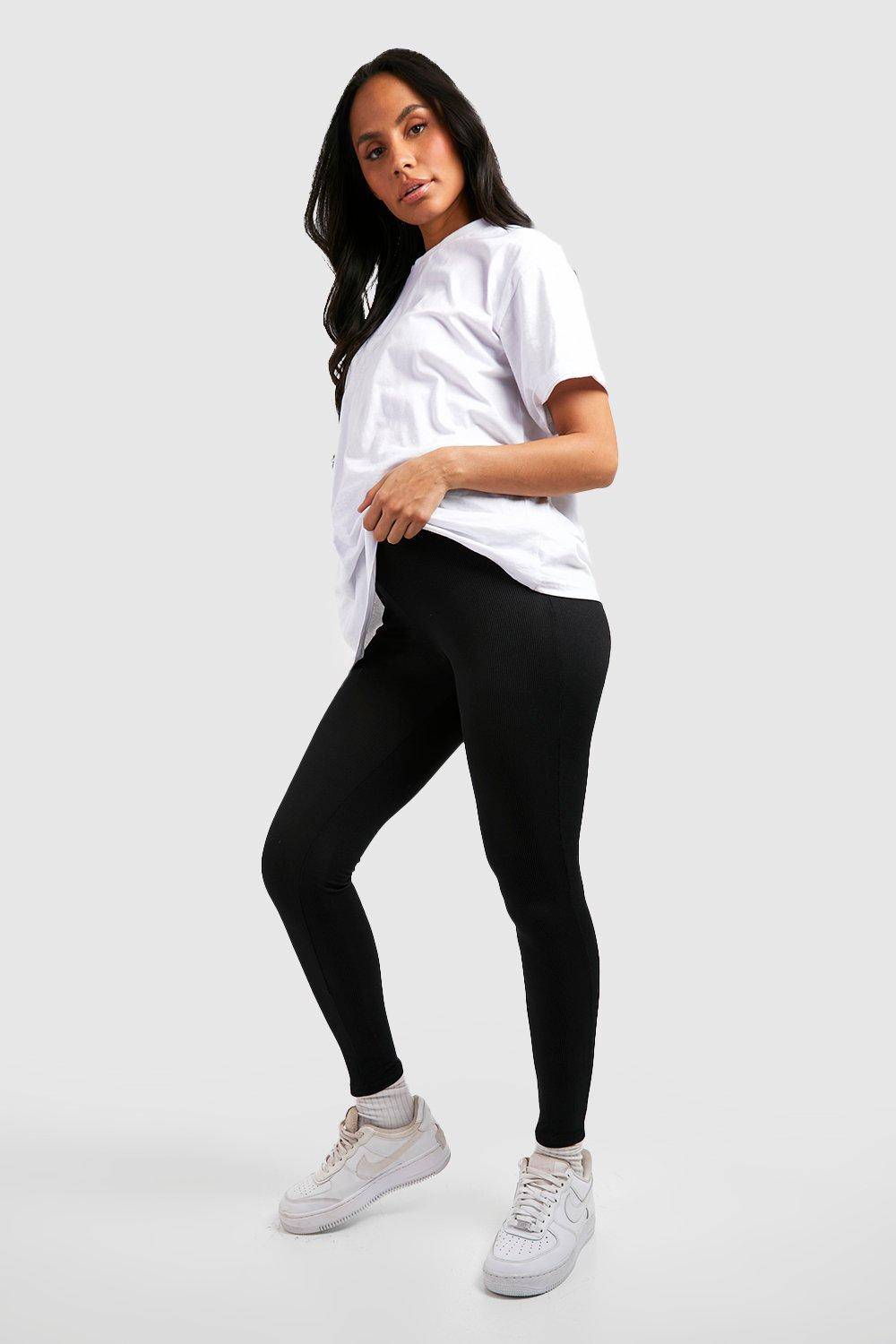 boohoo Leggings de maternité côtelés sur le ventre