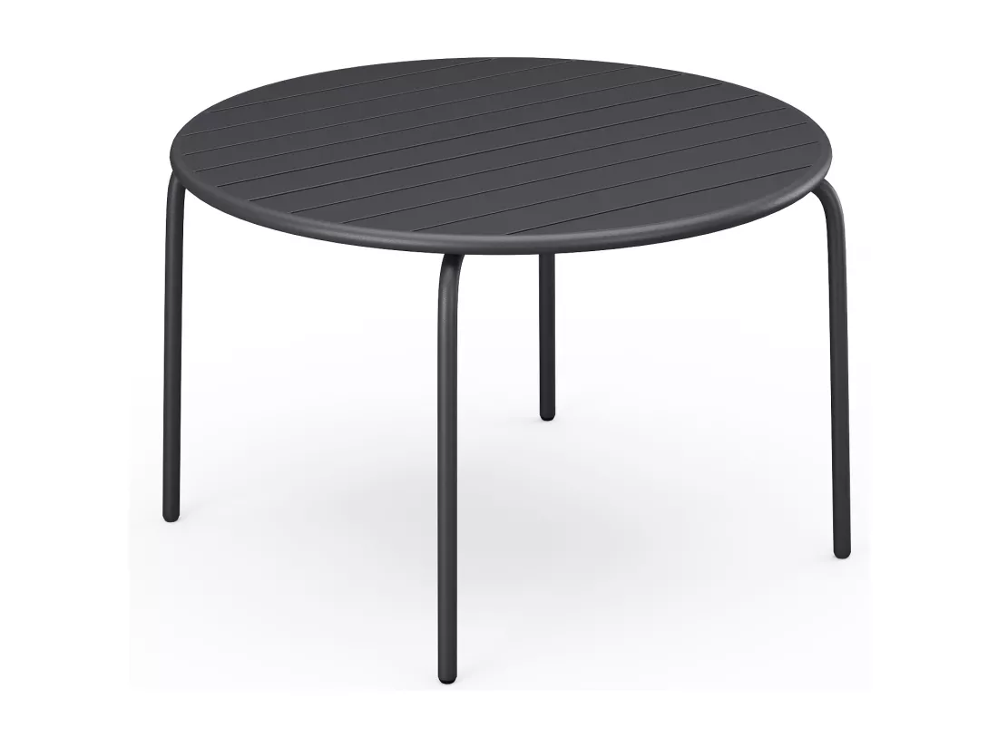 Table de jardin ronde D.110 cm en métal - Gris anthracite - MIRMANDE de MYLIA