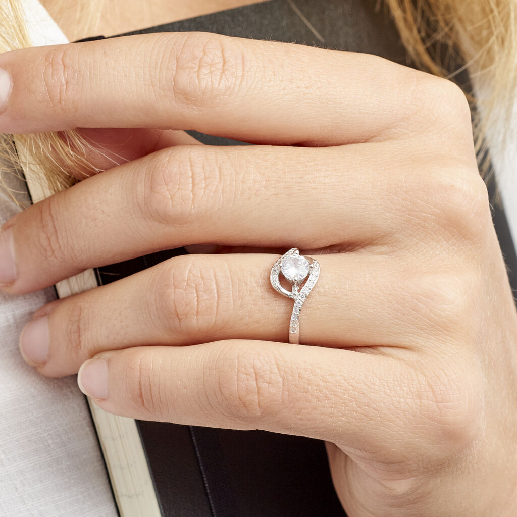 Bague Lines Argent Blanc Oxyde De Zirconium