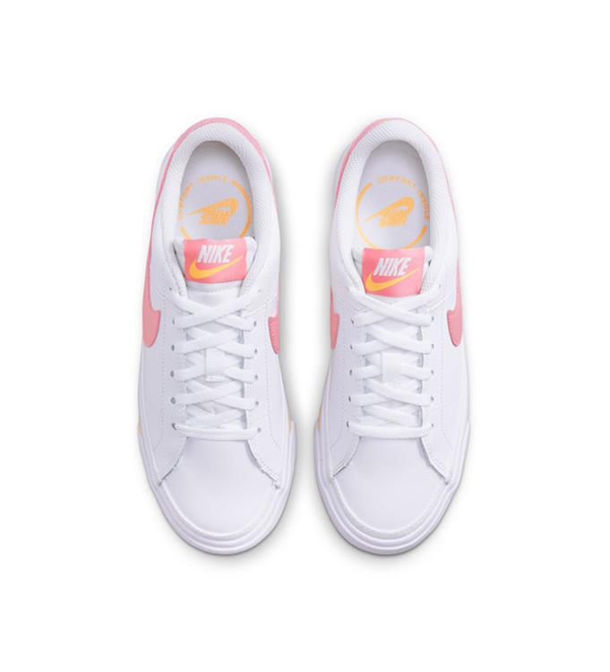 NIKE COURT LEGACY BIG KIDS SHOES WHITE-CORAL-CHALK-LASER-ORANGE