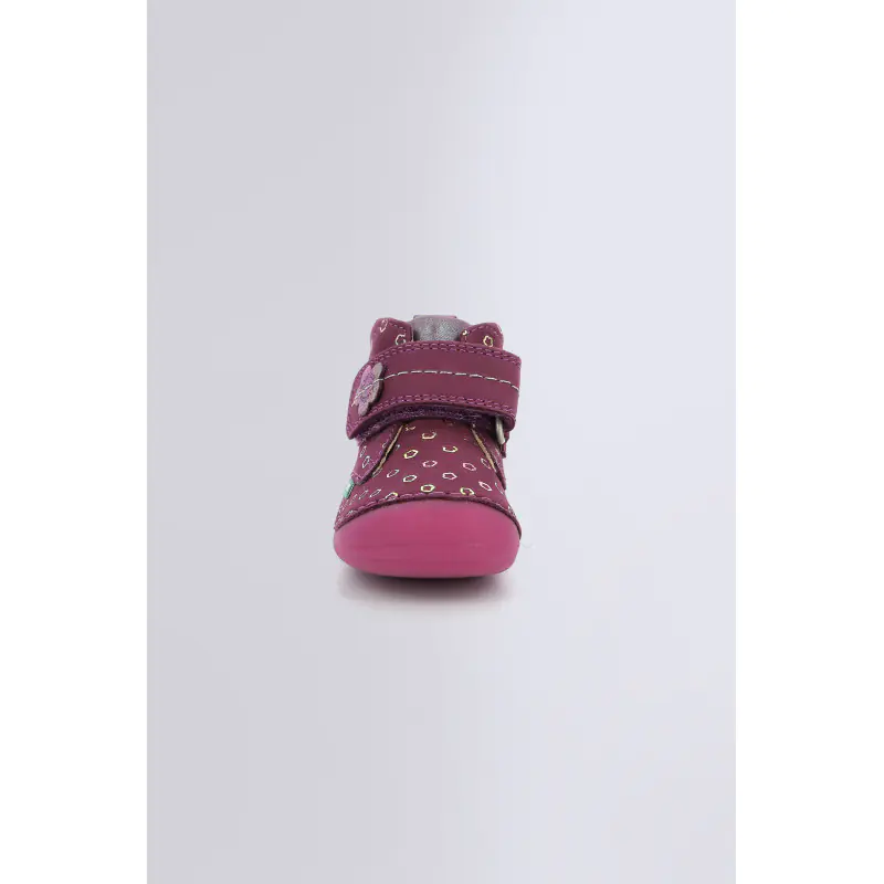 SABIO PRUNE FLOWER BOTTILLONS Cuir Fille