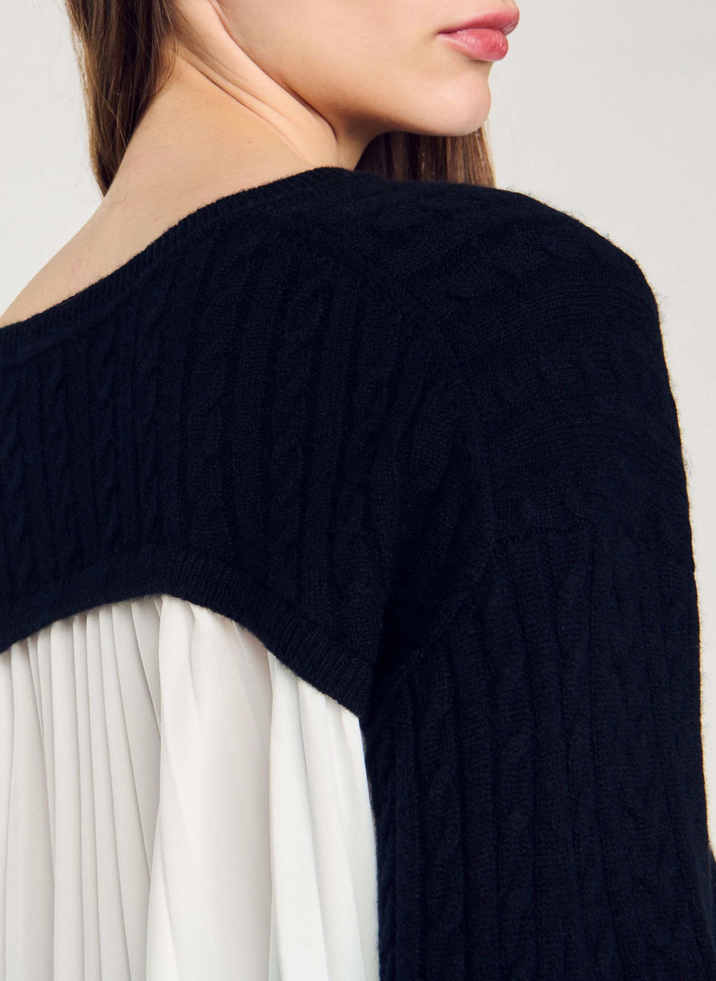 Pull col rond en laine mélangée | Noir
