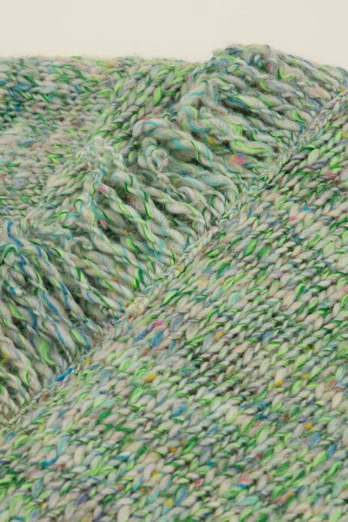 Groene spacedye oversized trui met franjes