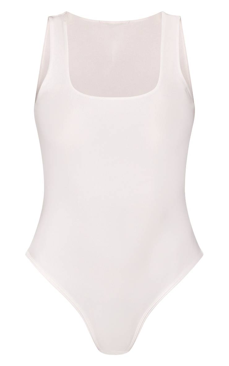 Blanc Body Sans Manches À Encolure Carrée En Polyamide