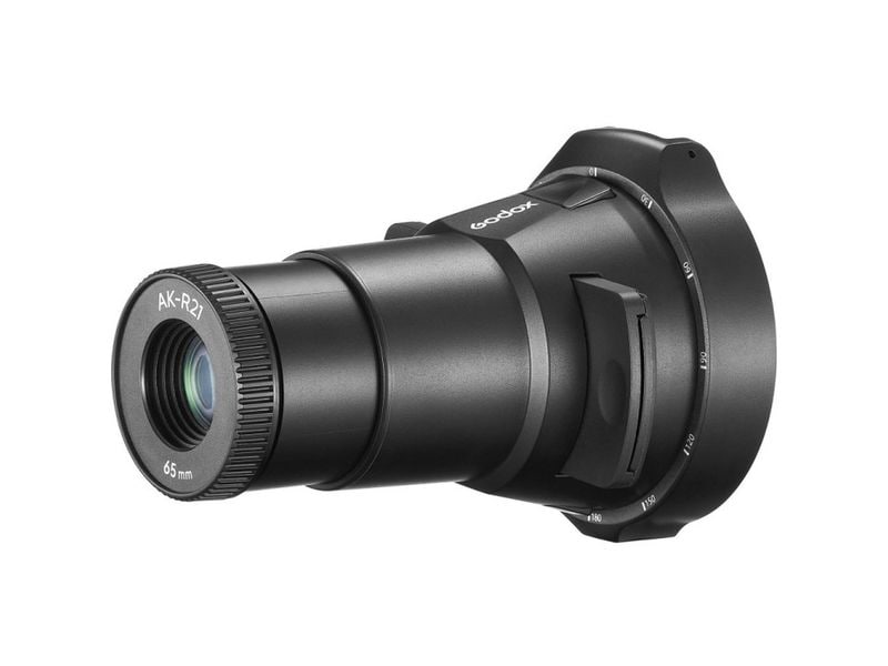 Godox Projektionsaufsatz AK-R21 für Blitze Präzises Projektionszubehör für Blitzgeräte mit drehbarem Kopf und 65 mm Linse