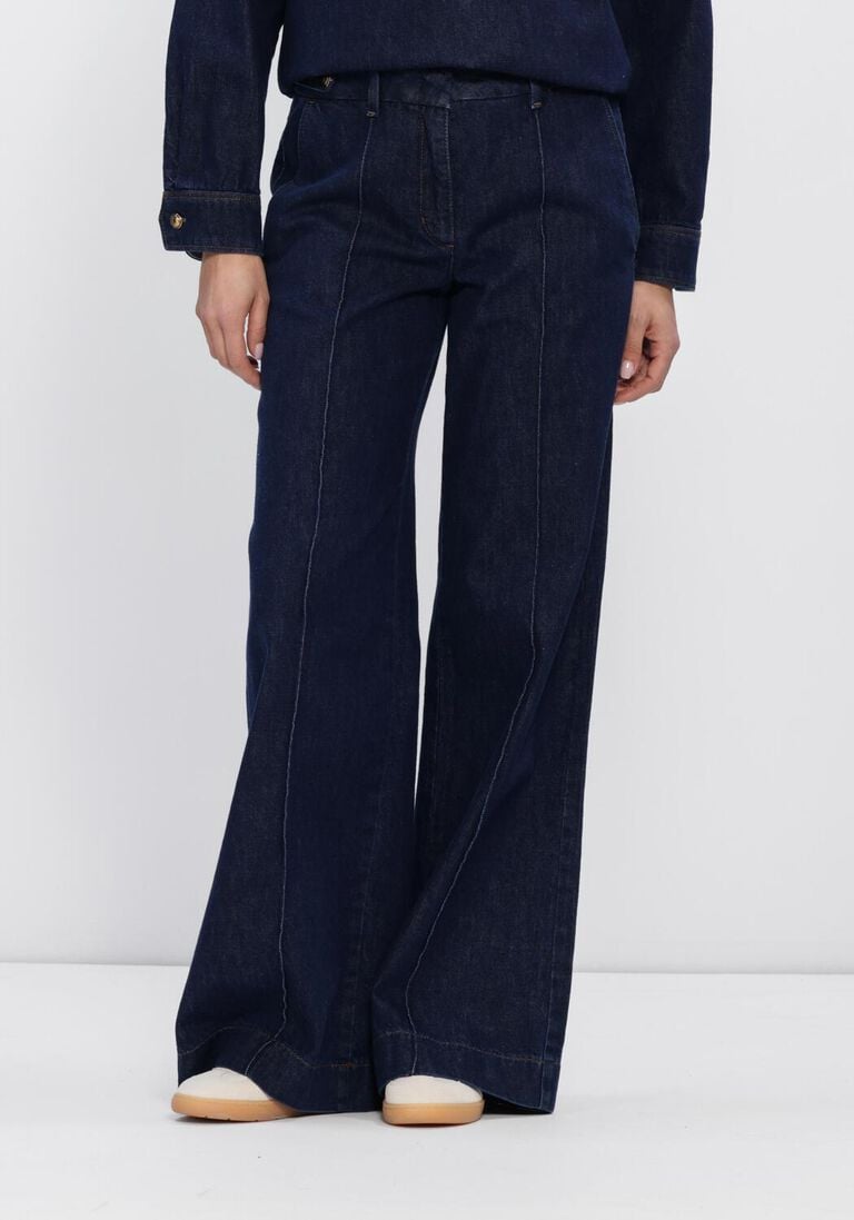 donkerblauwe luisa cerano flared jeans wide leg chino