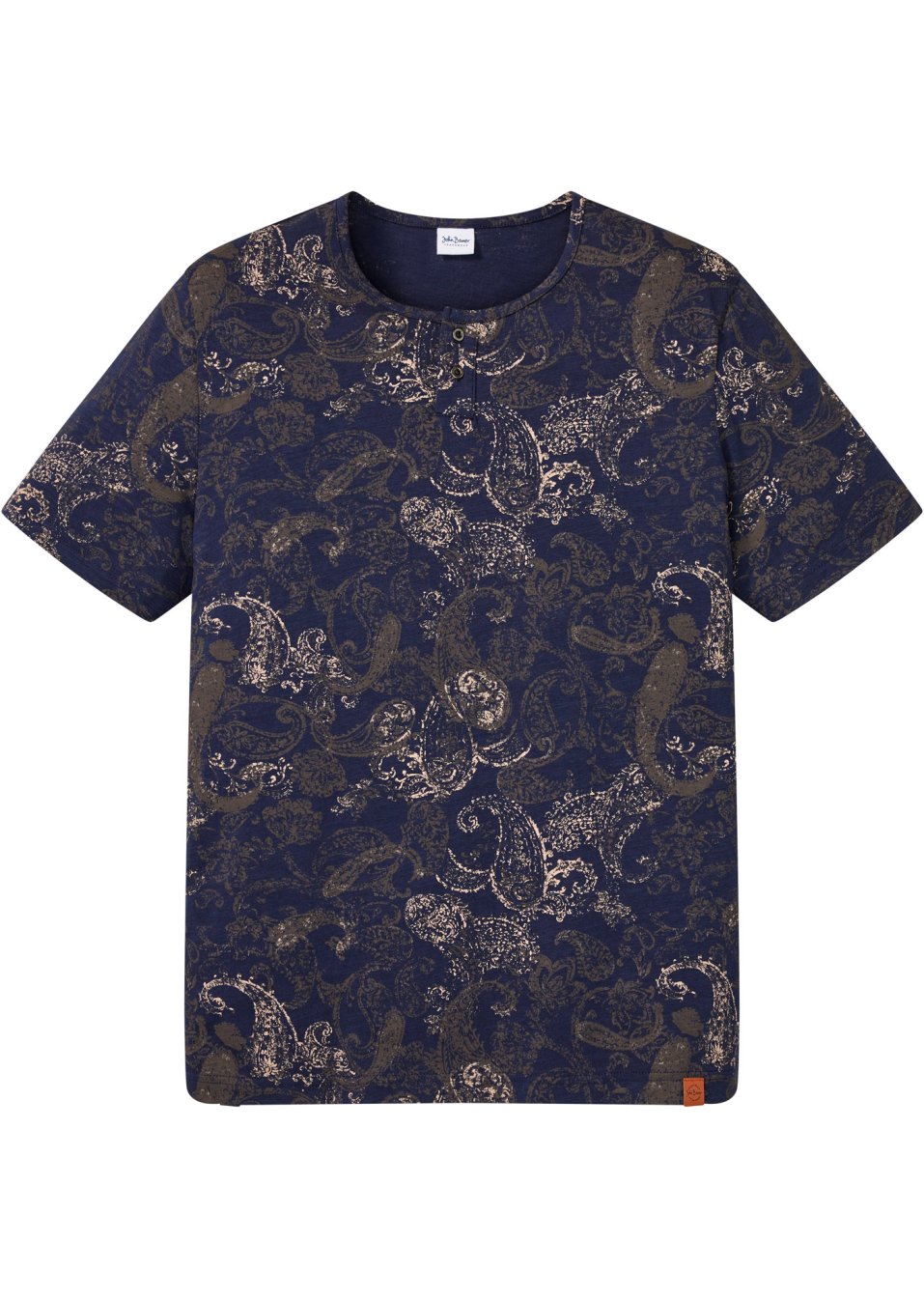 T-shirt col Henley à imprimé paisley, manches courtes
