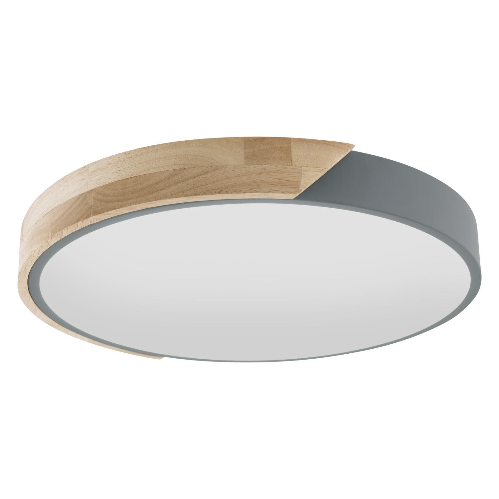 LED Deckenleuchte BORNEO - grau - Eiche - Ø 30 cm