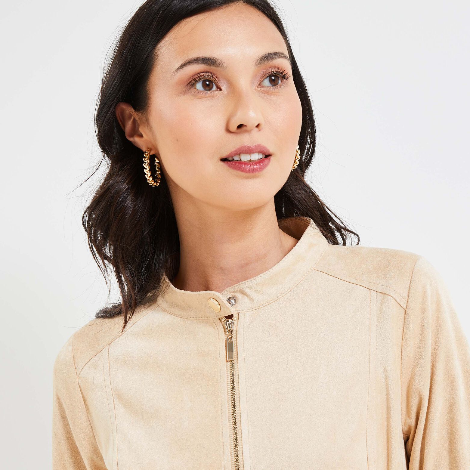 Blouson zippé en suédine