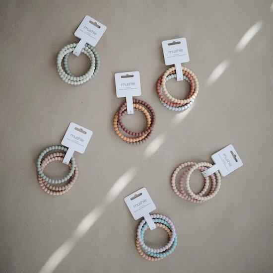 3 Bracelets de Dentition   Perles brunes        de               mushie