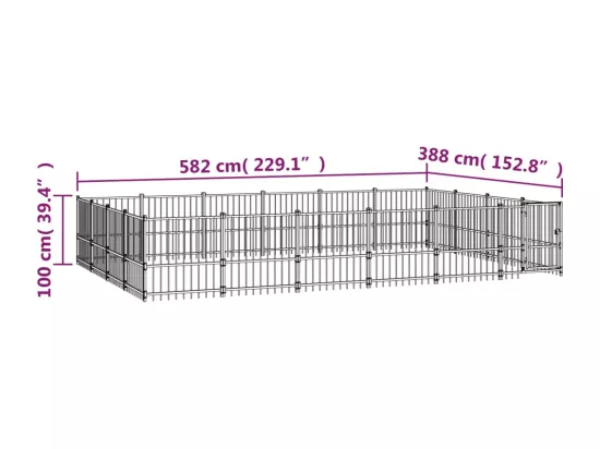 Chenil cage enclos pac noire 582 x 388 x 100 cm 02_0041818