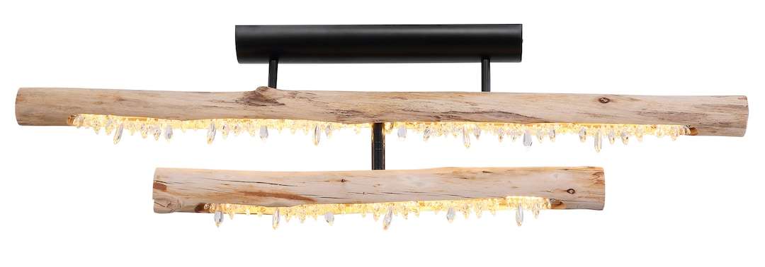GLOBO LED Deckenlampe FELICITAS 100 cm schwarz /Holz