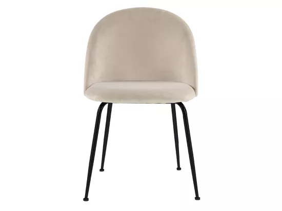 Lot de 6 chaises en velours et acier inoxydable noir - Beige - MELBOURNE