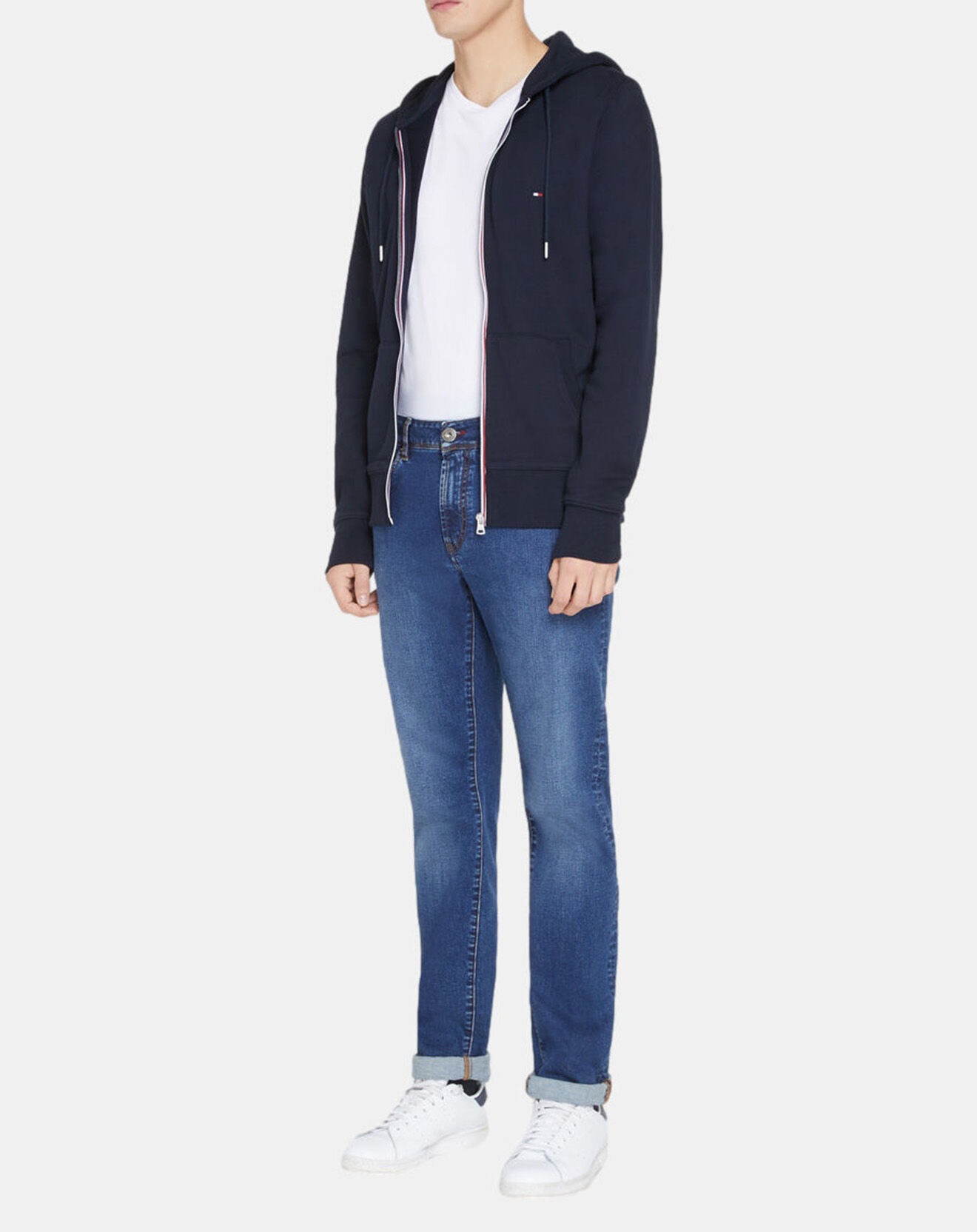 Tommy Hilfiger Sweat 100% Coton Bio zippé bleu marine