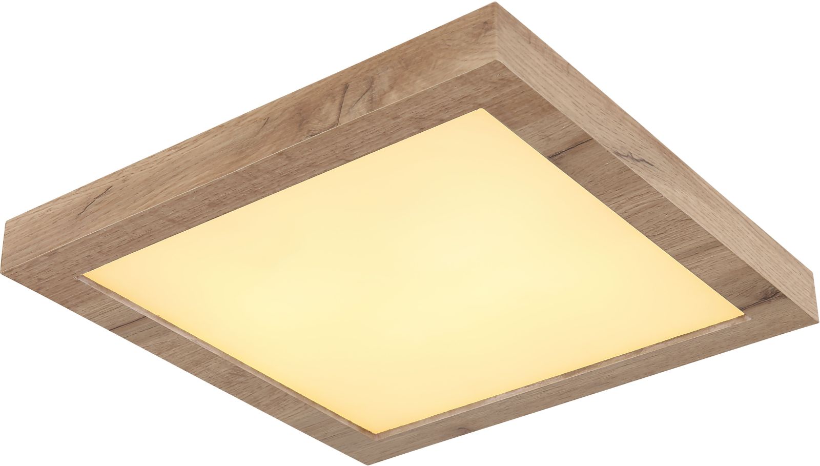 LED-Deckenleuchte - holzfarben - weiß matt - 35 cm