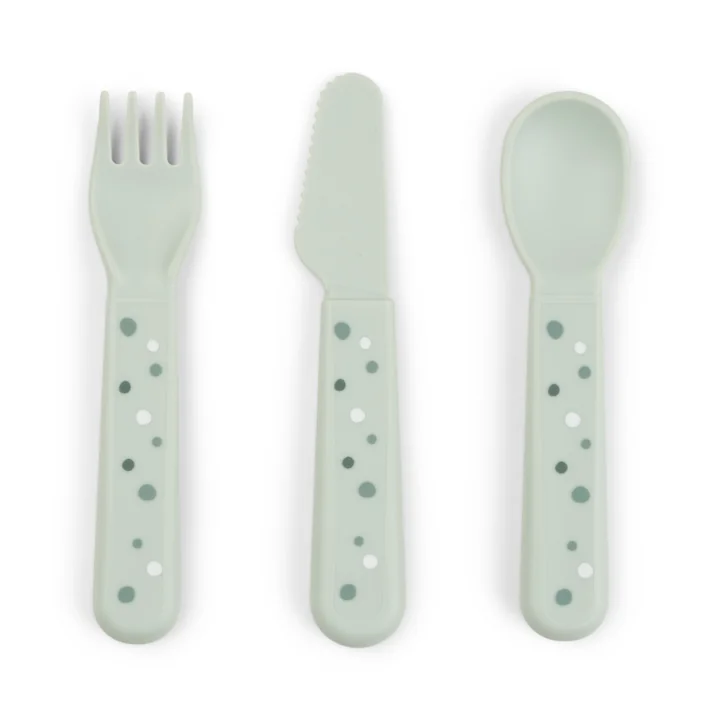 Done by Deer - Foodie Kinderbesteck-Set, Happy Dots, grün (3er-Set)