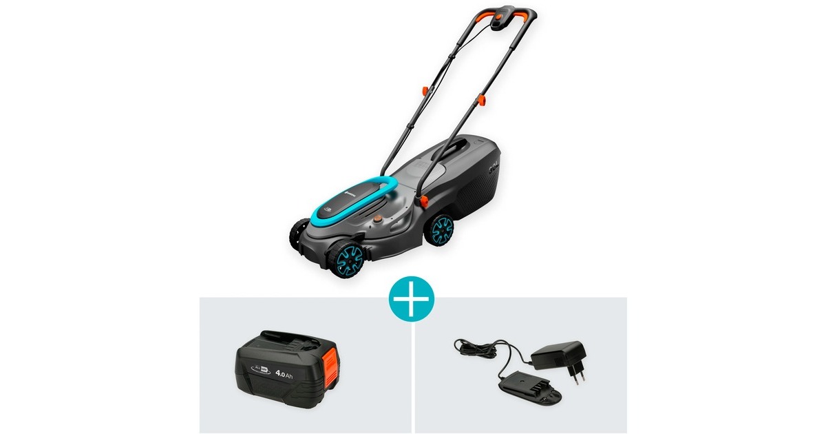 GARDENAAccugrasmaaier PowerMax 32/18V P4A Set  (Zwart/grijs, Incl. Li-Ion Accu 4,0Ah, POWER FOR ALL ALLIANCE)