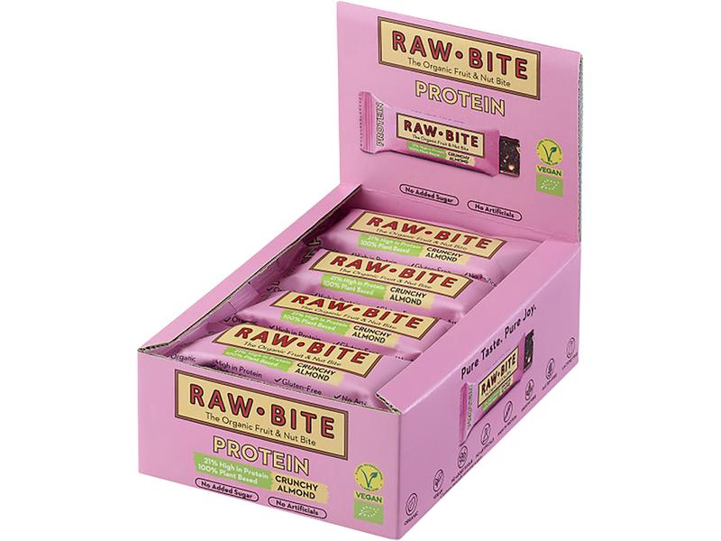 Rawbite Riegel Bio Rohkost Protein Crunchy Almond 12 x 45 g Leckerer Rohkostriegel mit Mandeln