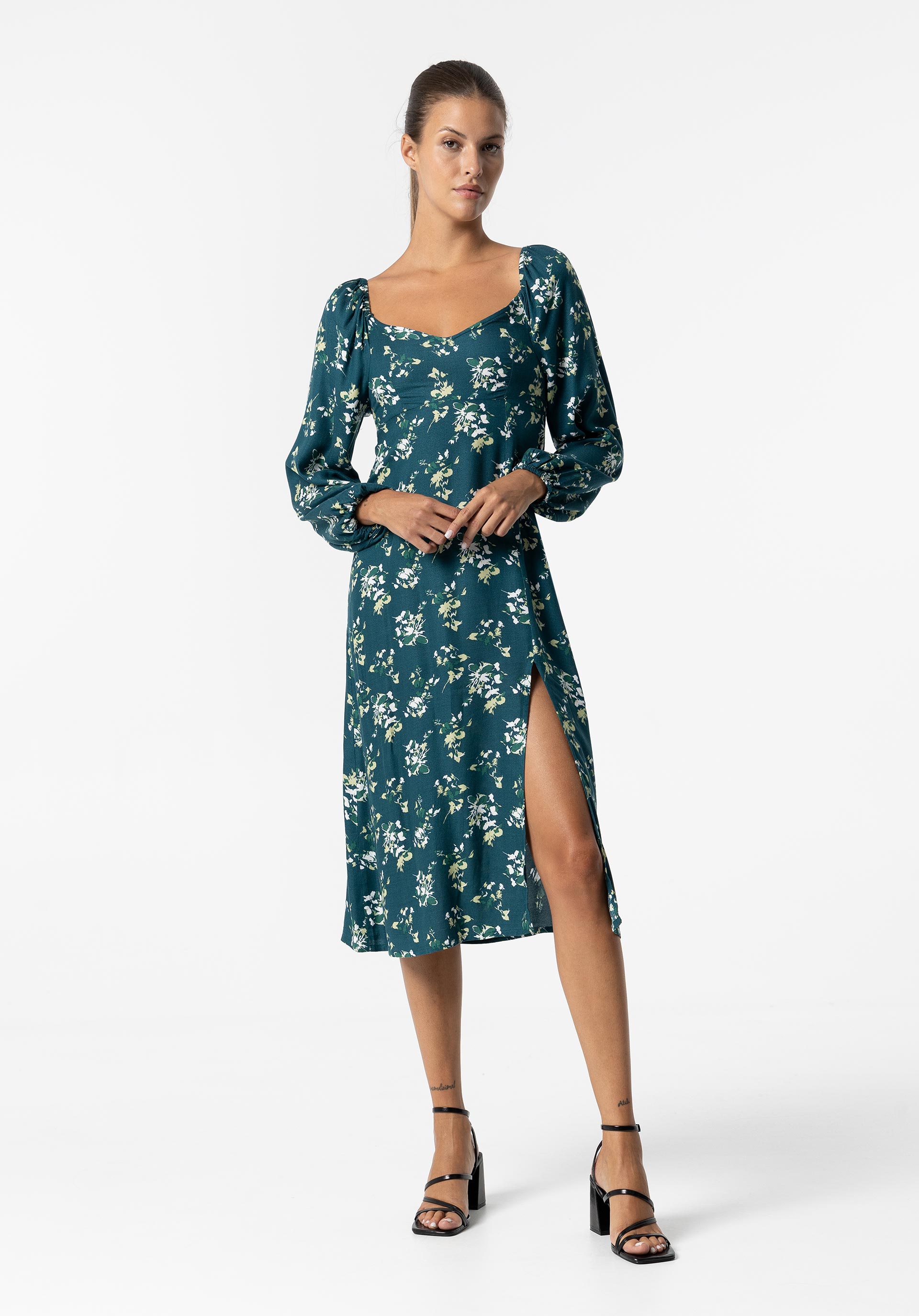 Vestido Midi Estampado Floral