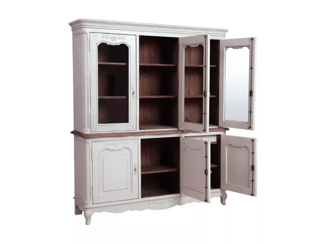 Buffet vaisselier 3 portes vitrées Bois Blanc - Château Interior's