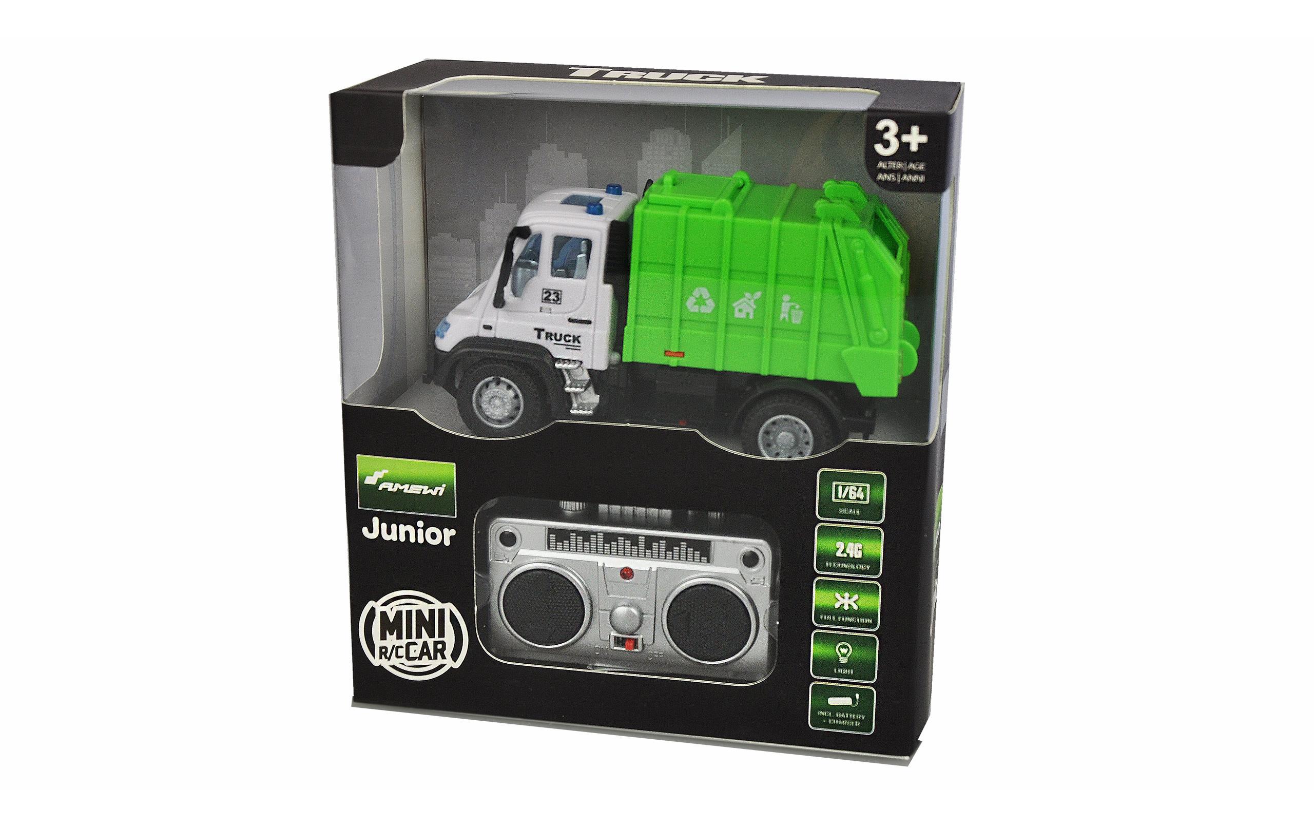 Mini Truck Müllabfuhr 1:64, RTRKleiner, ferngesteuerter Müllwagen im Massstab 1:64