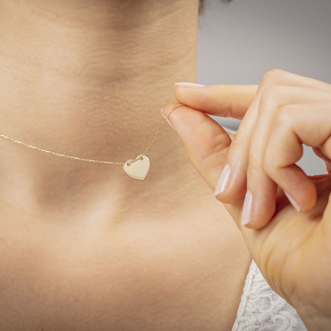 Collier mit Anhänger 750/18 K Gelbgold Herz 42cm