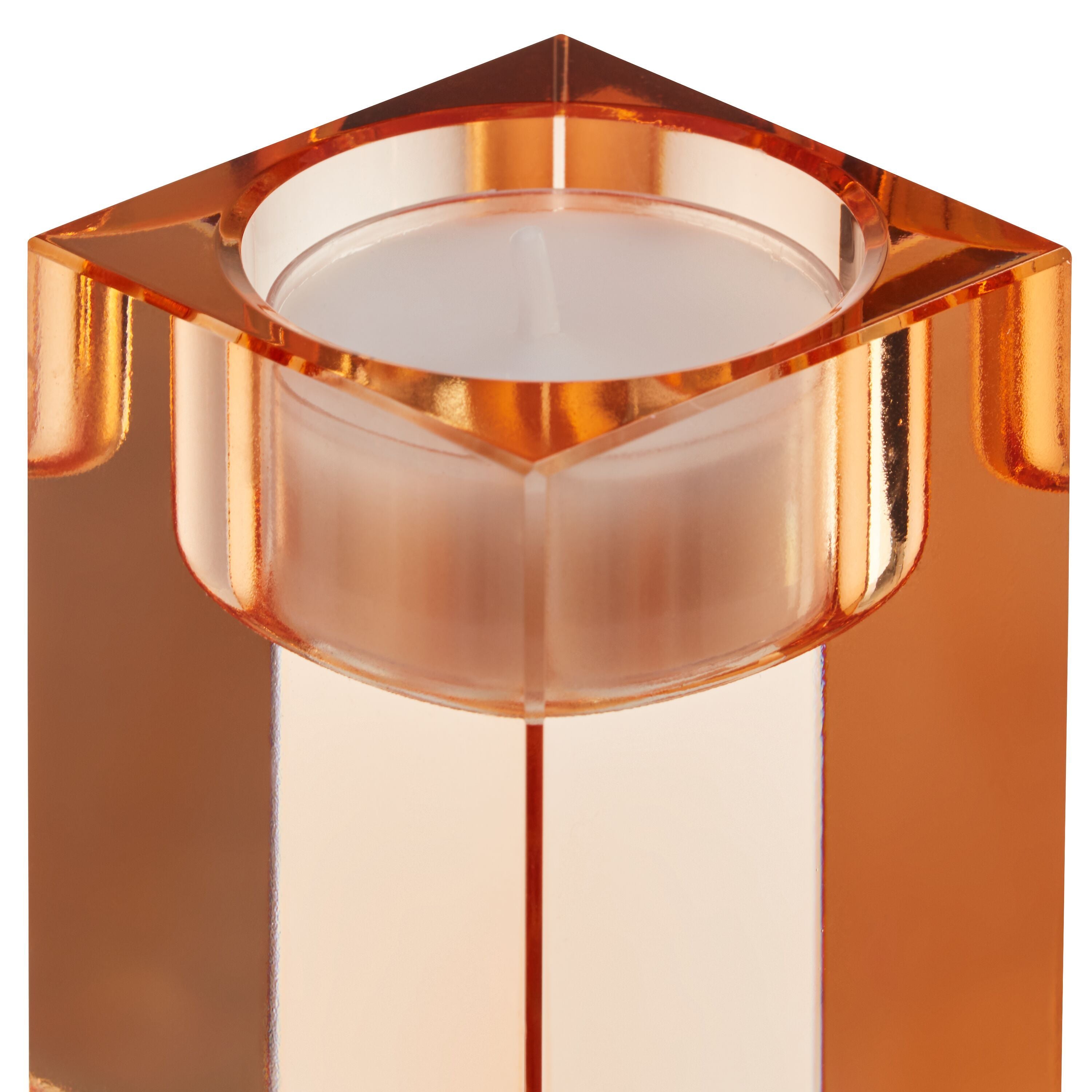 LAURA Teelichthalter - Orange / B: 5.0 cm x T: 5.0 cm x H: 8.0 cm