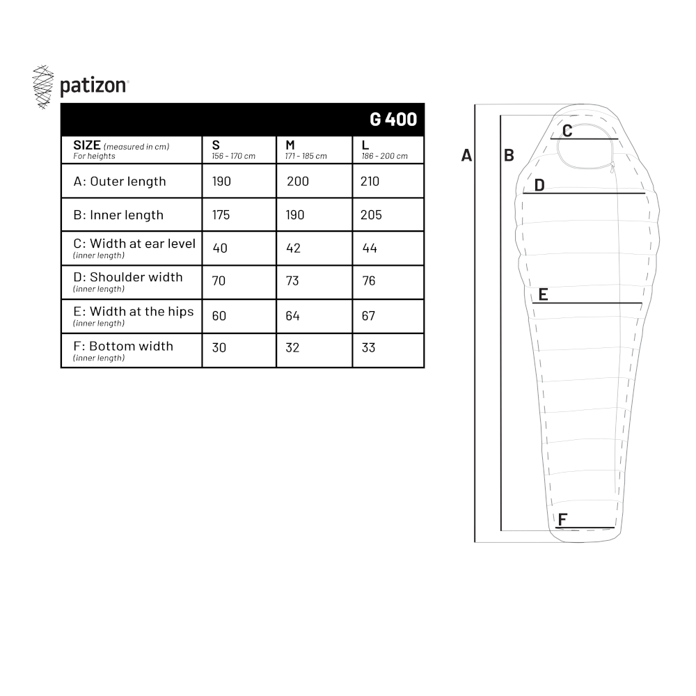 Patizon G 400 L mummyslaapzak - Yellow