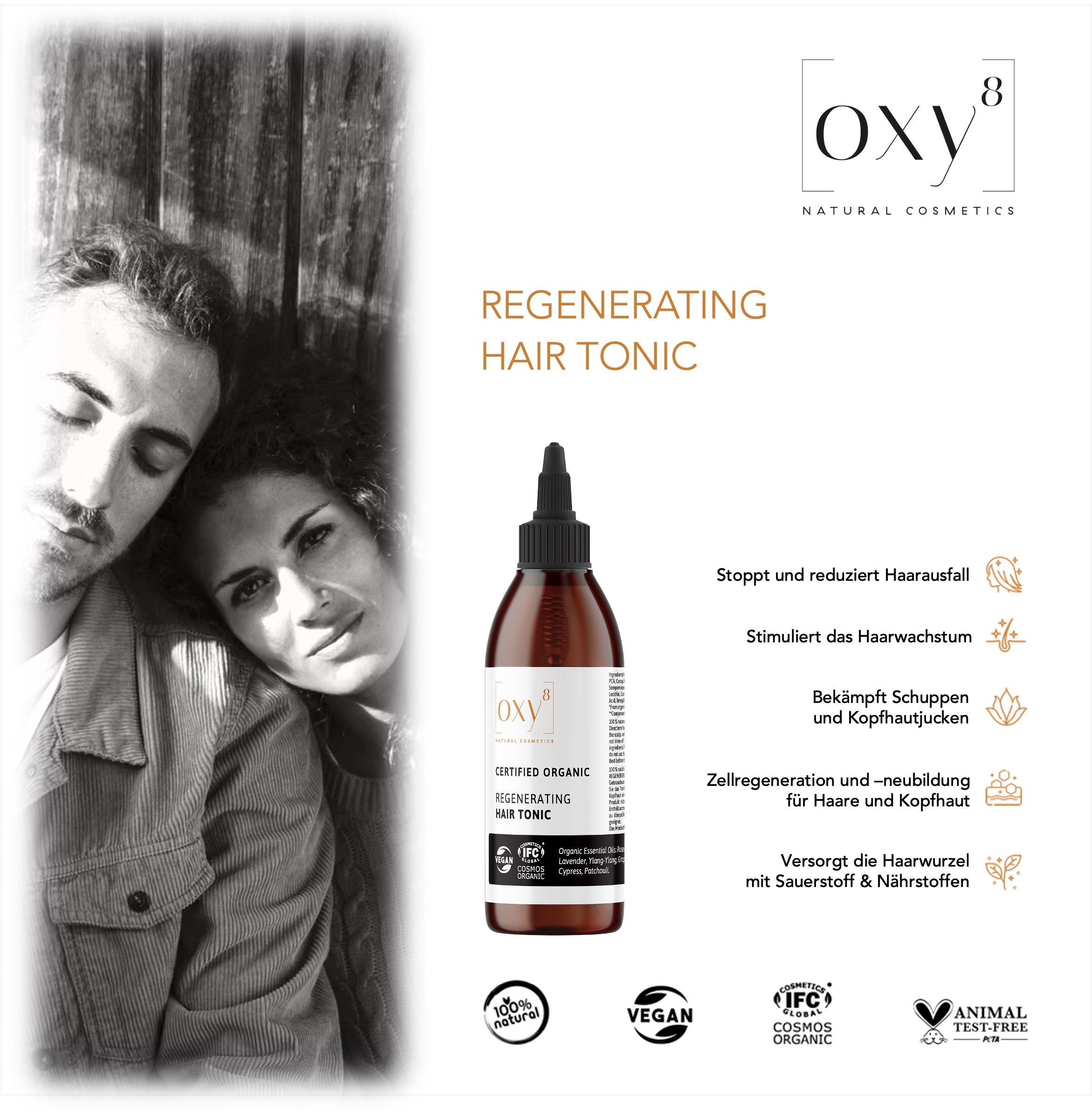 oxy8 Naturkosmetik - Männer Pflege-Set für Haare SHAMPOO & HAIR TONIC