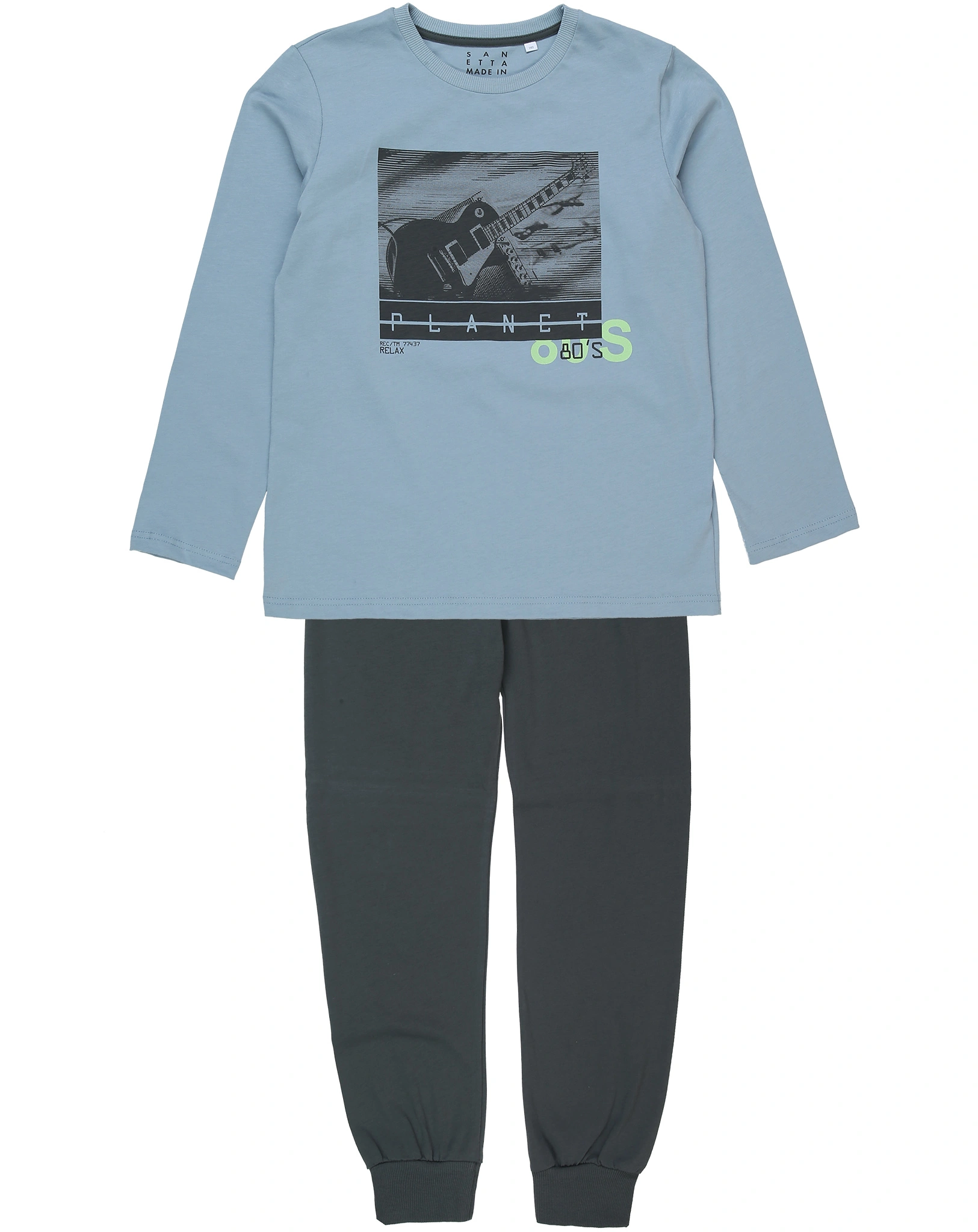 Schlafanzug CLASSIC PLANET 80s lang in blau