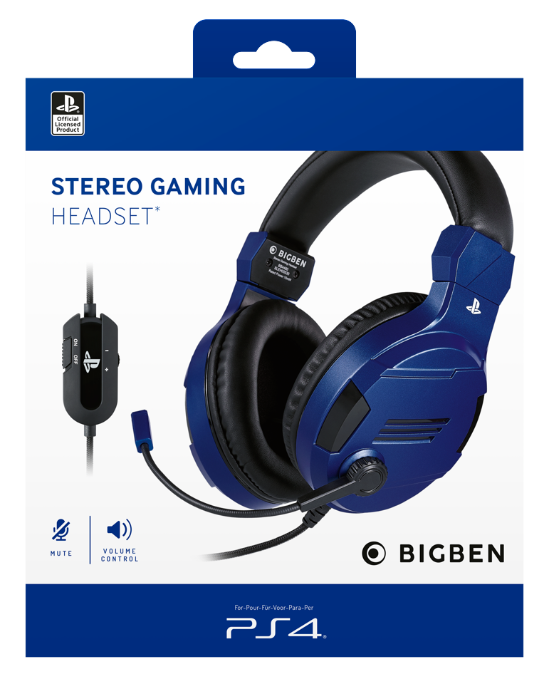 BigBen Interactive PS4 Gaming Headset V3 - Blue - Headset - Sony