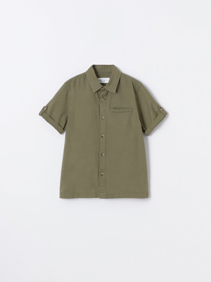 Camisa rústica de manga curta - Cáqui