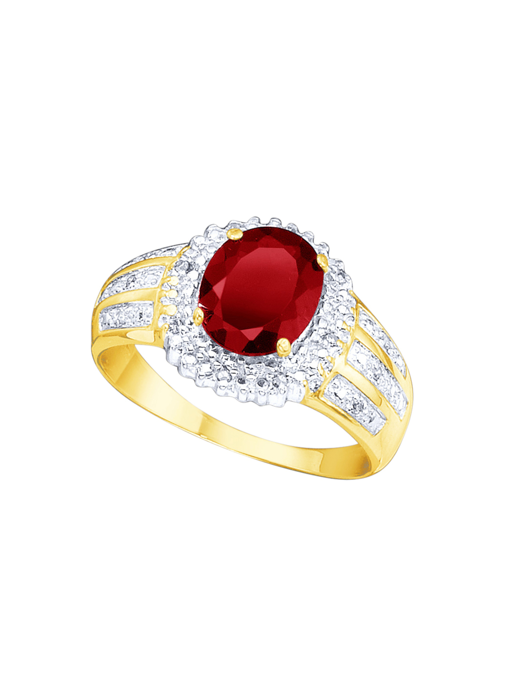 Damenring mit echt Granat und Diamanten