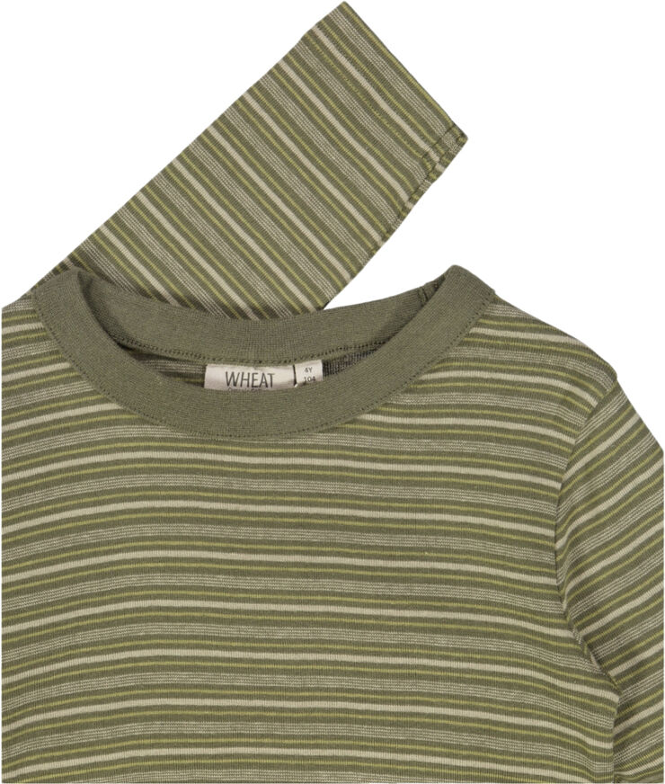 Wheat Langærmet T-shirt Lai Heather green stripe