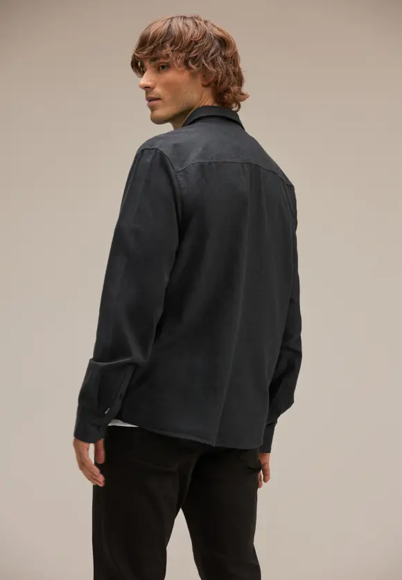 Flanellhemd in Melange - anthra grey melange