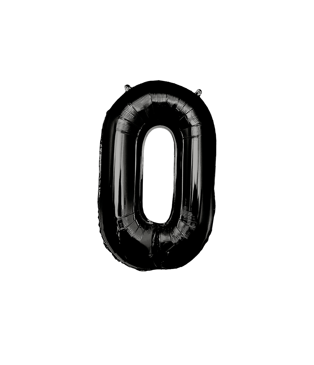 0 Jaar Cijfer Ballon Zwart 86cm