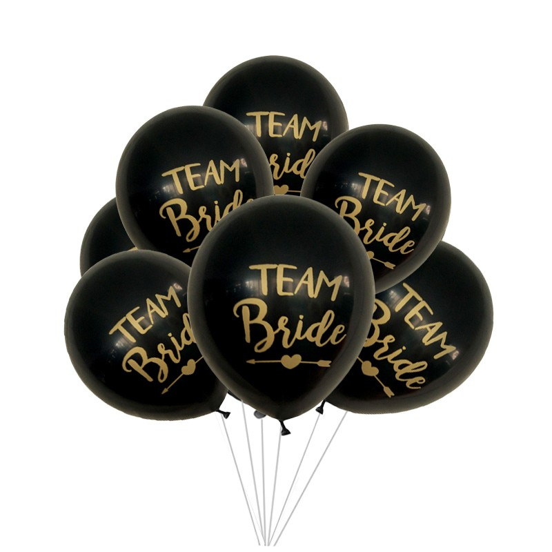 (10er Set) Team Bride Ballons Junggesellinnenabschied Luftballons - Pink / Schwarz