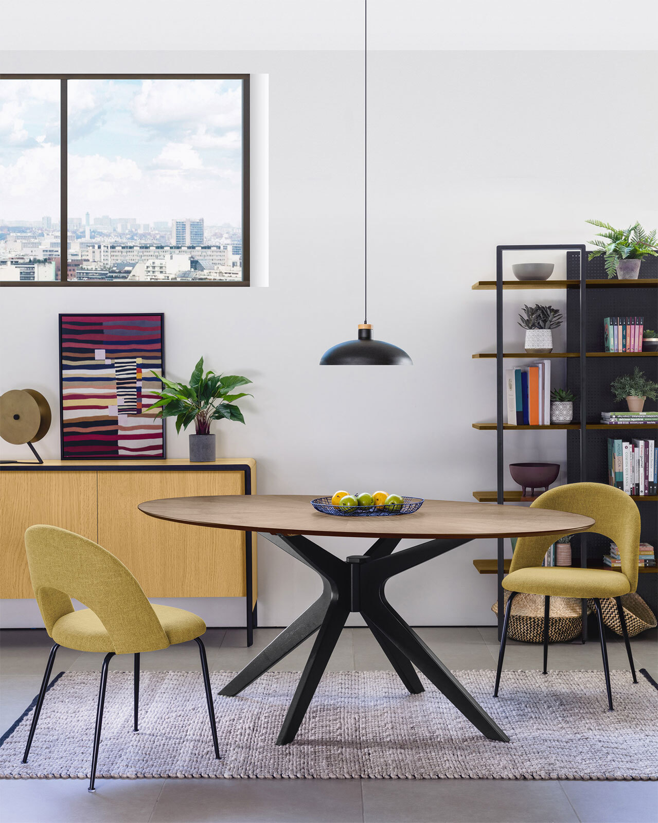 Kave Home Esstisch NAANIM 180 x 110 cm schwarz /Nussbaum braun