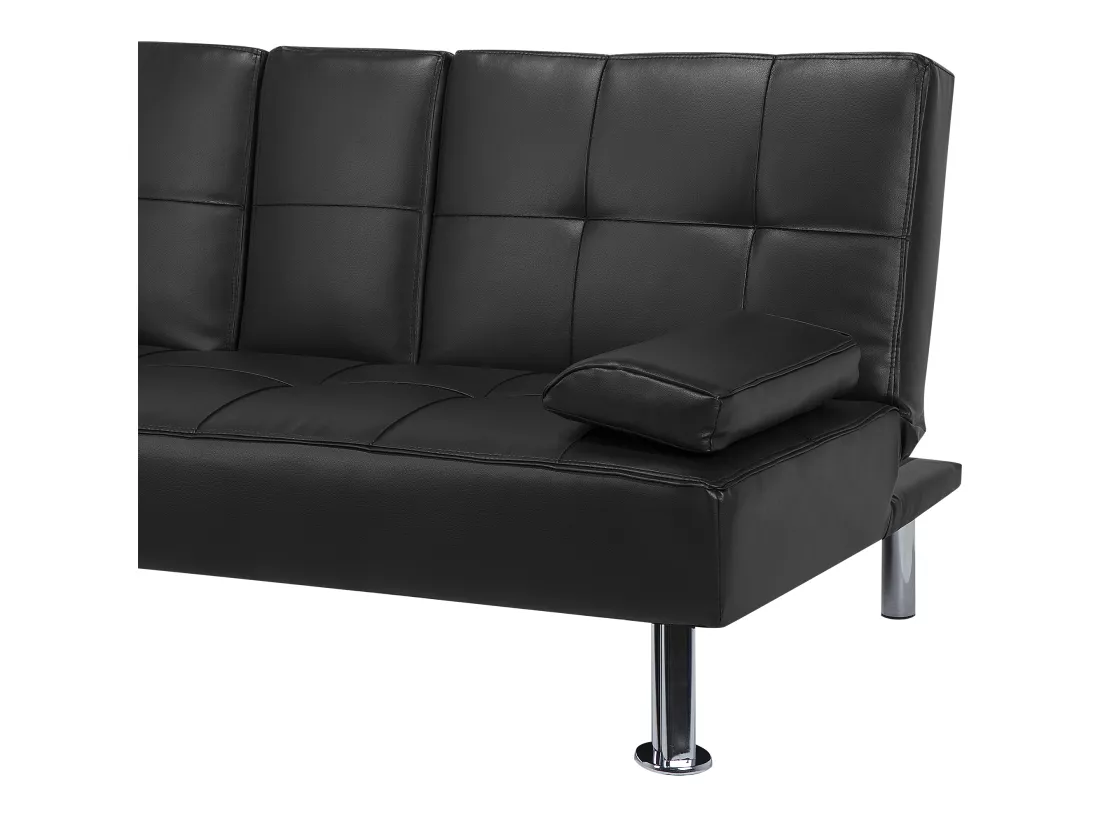 Canapé convertible 3 places en tissu noir ROXEN