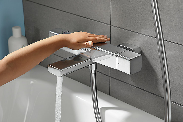 Mitigeur de baignoire thermostatique chromé Hansgrohe Ecostat E