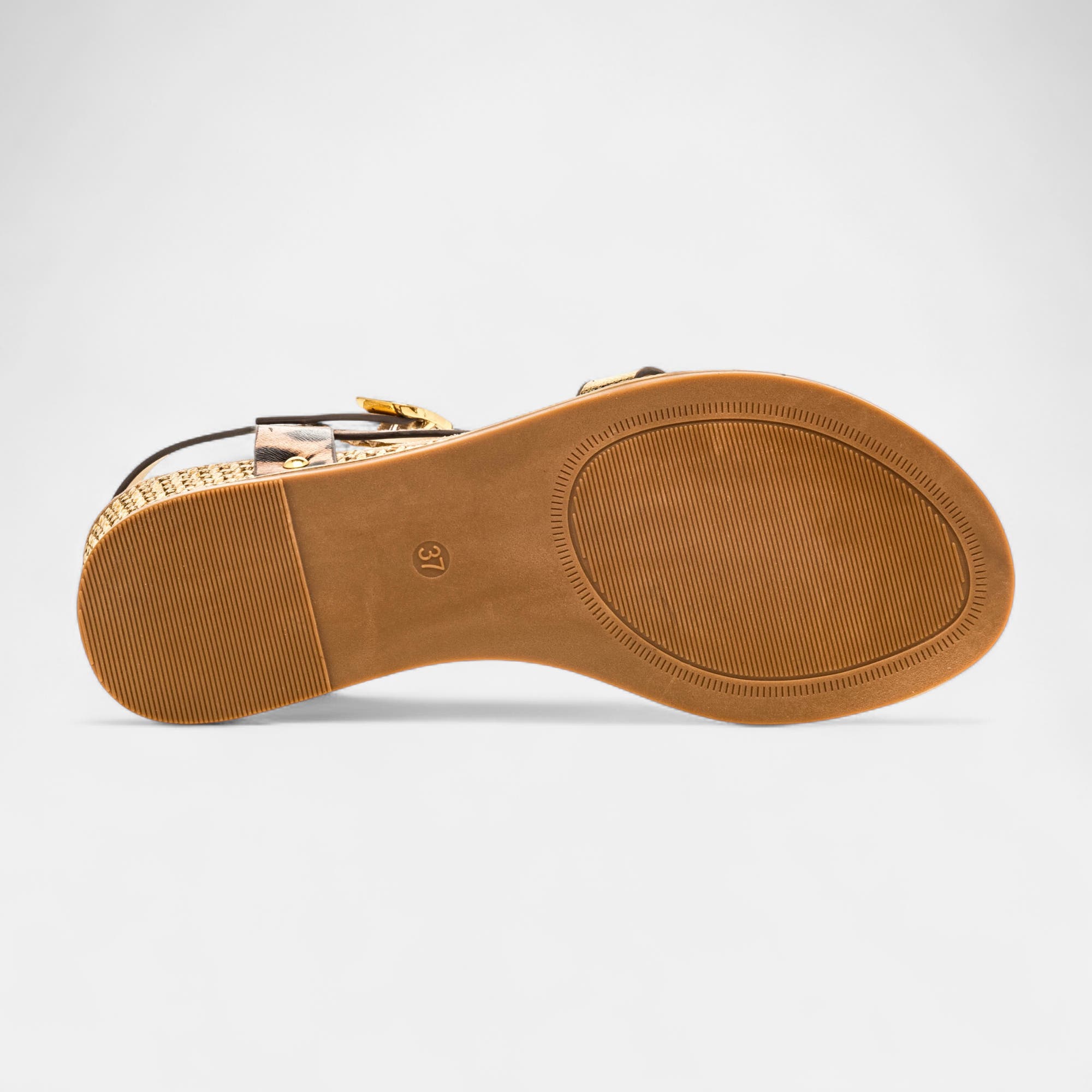 Nu-pieds à talon compensé Femme or