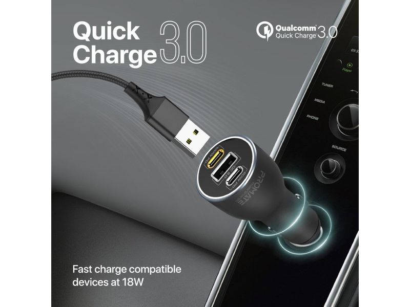 Promate PowerDrive 120 Watt USB-C Ladegerät Autoladegerät mit Power Delivery