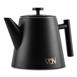 RVS Theepot Dubbelwandig met Filter - Zwarte Theekan 1 Liter - 902 - VDN