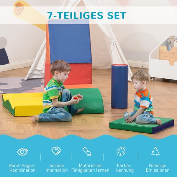 7 Stk. Myke Byggeklosser, Byggeklosser, Skumbyggeklosser For Løping Og Klatring, Gigantiske Byggeklosser, Myke Byggeklosser, Kunstskinn, Fargerikt