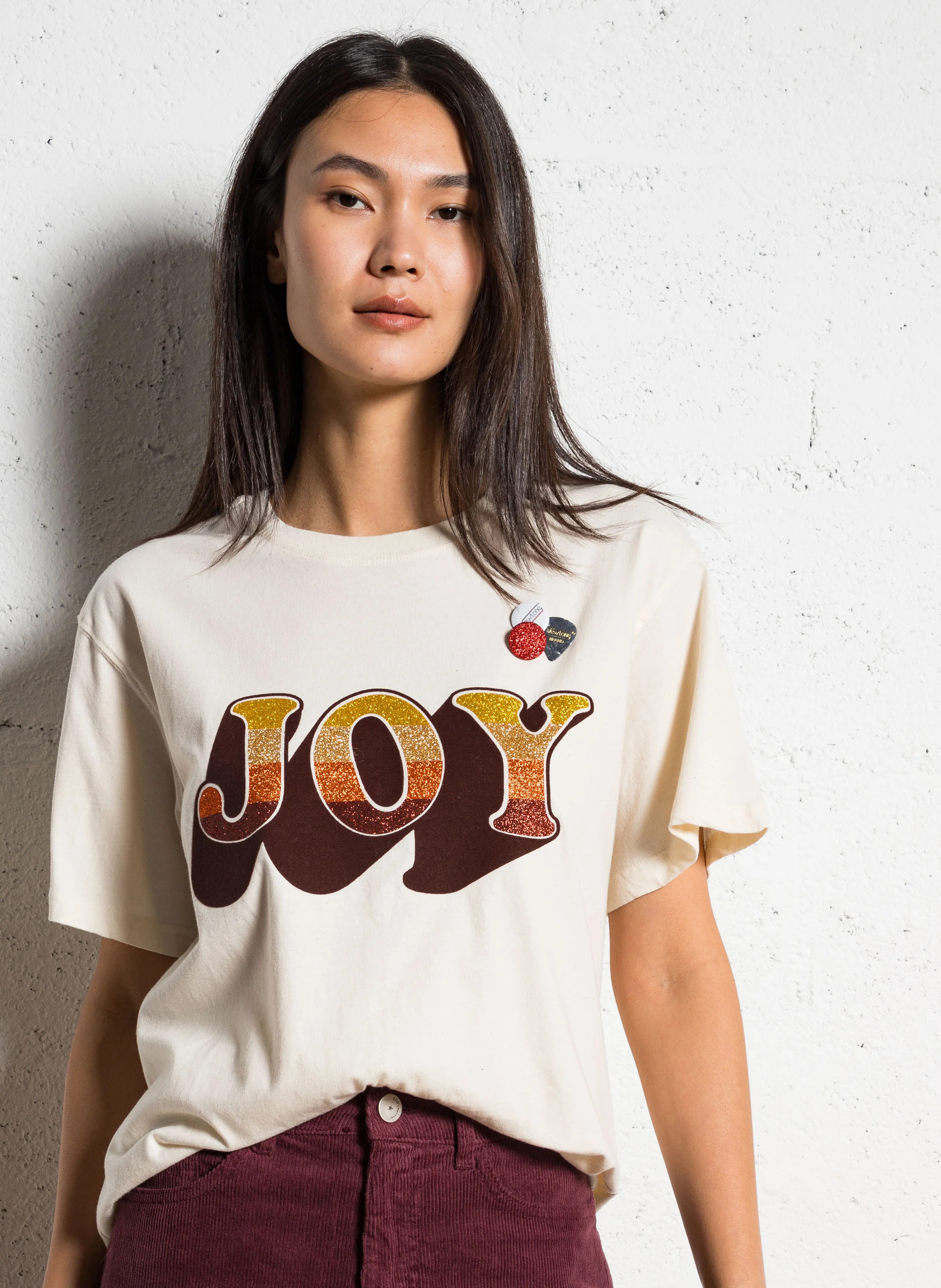 TRUCKER JOY - Tee-shirt droit col rond sérigraphié en coton | Beige