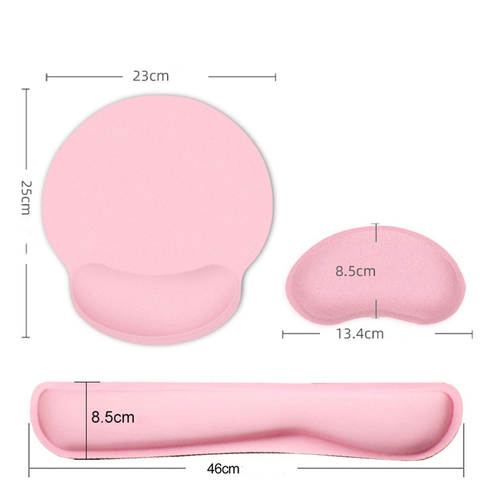 (3-tlg. Set) Ergonomische Mausmatte und Tastatur Handballenauflage für Arbeiten am Computer - Rosa