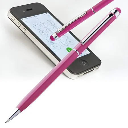 Easy Gifts Touchpen Drehkugelschreiber aus Edelstahl, pink, 10 Stück