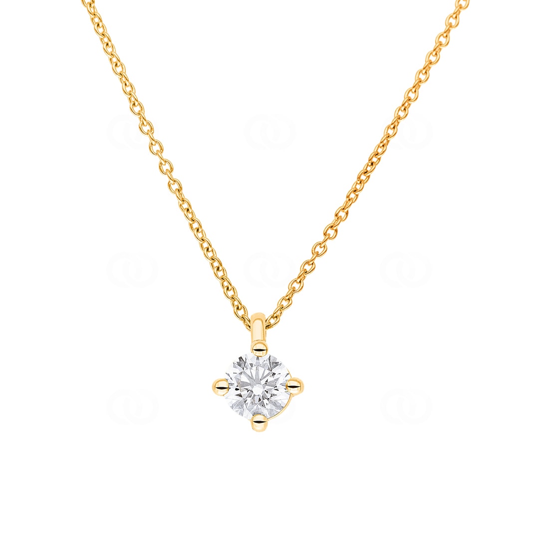 Collier mit Anhänger 750/18 K Gelbgold mit GIA-Diamant 0.70 ct H/si in 4-Griff