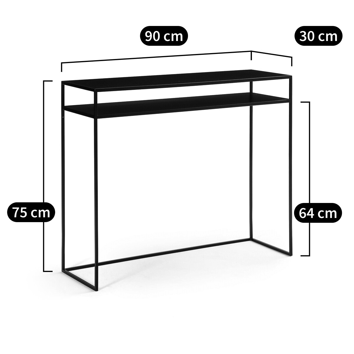 LA REDOUTE INTERIEURS<br>Mesa de consola em aço com duas prateleiras, Miva