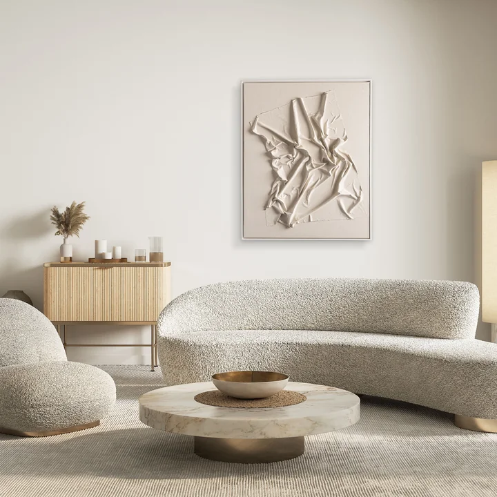 Studio Mykoda - SAHAVA Porca Miseria 1, 60 x 80 cm, beige hell / Rahmen weiss